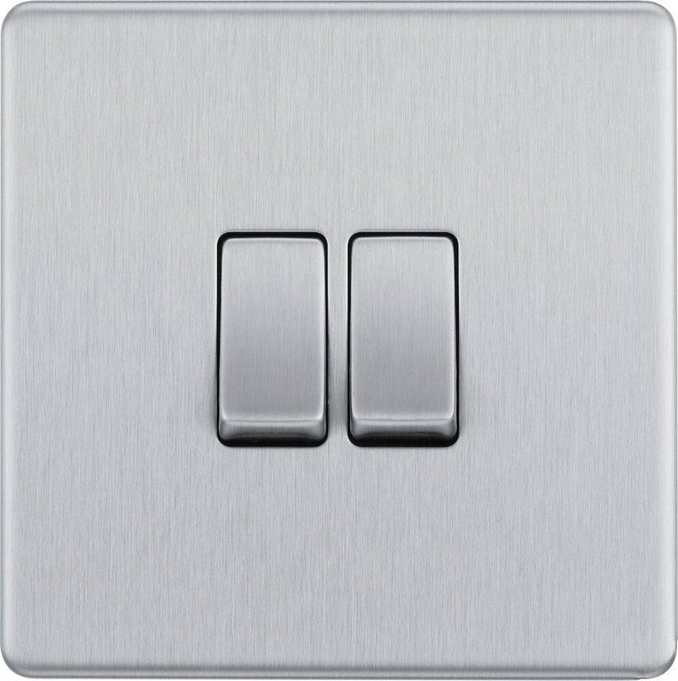 Screwless Satin Chrome Metal Switch Range ENF